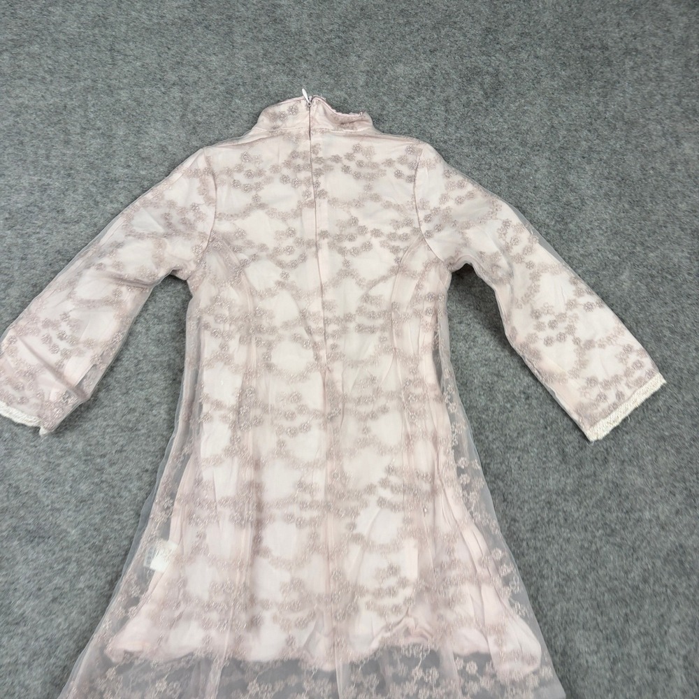 Unbranded Cheongsam Qipao Dress Girls Pink Lace Sheer Floral Frog Closure 100 - Picture 6 of 11